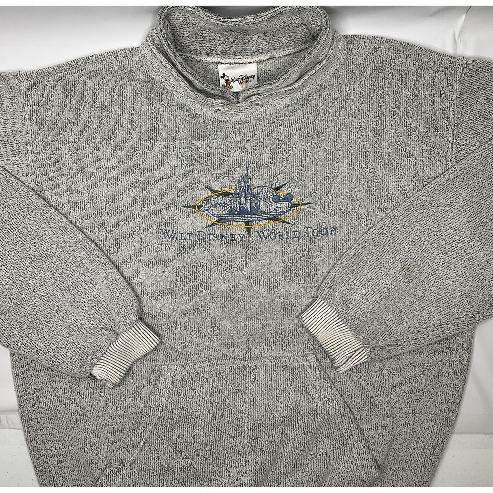 Walt Disney‎ World Tour Sweatshirt L Embroidered Pullover Retro RARE 90s Vintage